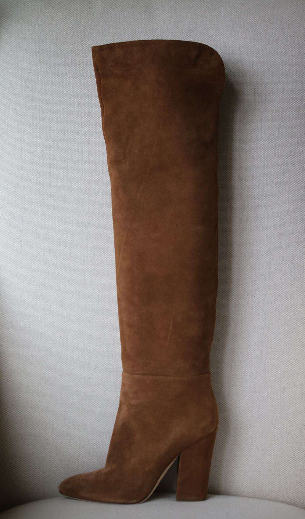 SERGIO ROSSI VIRGINIA 105 SUEDE OVER THE KNEE BOOTS EU 39.5 UK 6.5 US 9.5