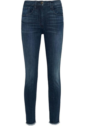 3X1 W3 CROPPED FRAYED HIGH RISE STRAIGHT LEG JEANS W25 UK 6/8