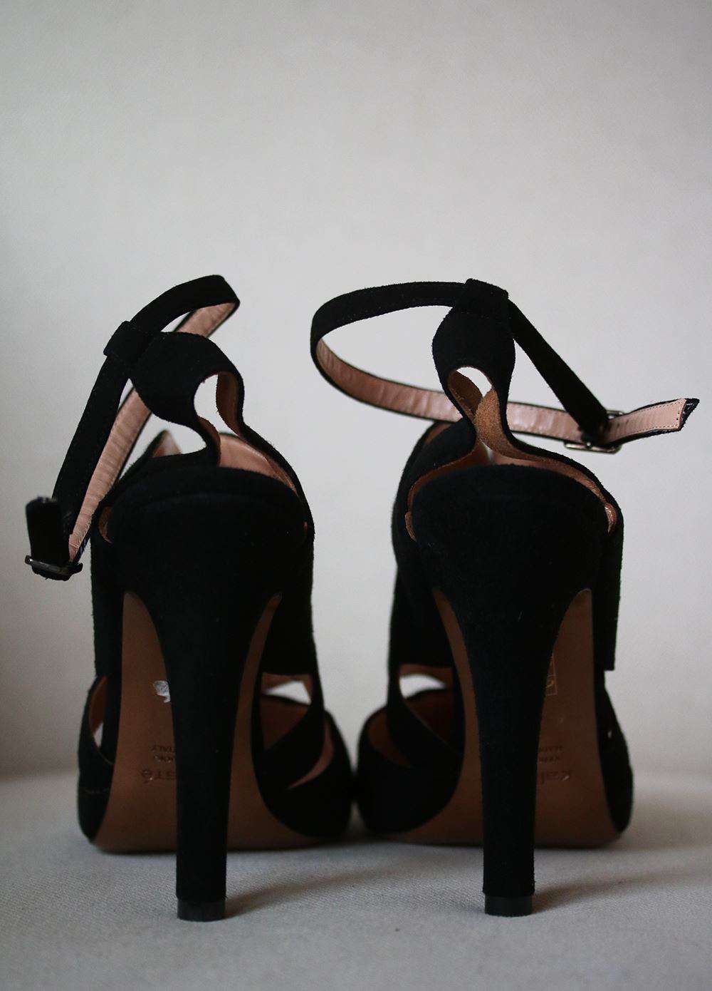 KALLISTE SUEDE ANKLE STRAP CUTOUT HEELS EU 40 UK 7 US 10