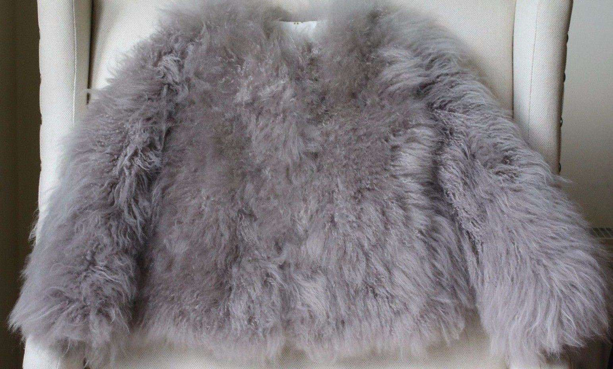 BONPOINT GIRLS GREY CASHMERE GREY FUR COAT 4 YEARS