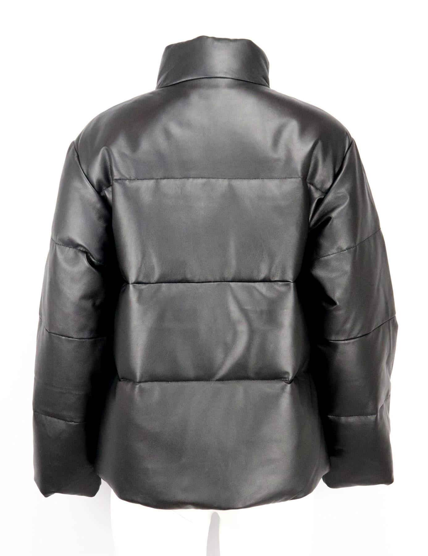 SANDRO QUILTED LEATHER DOWN JACKET FR 34 UK 6