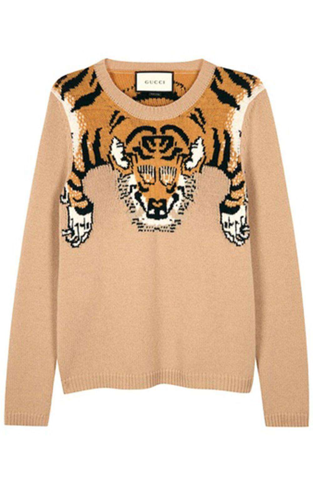 GUCCI TIGER INTARSIA WOOL SWEATER XSMALL