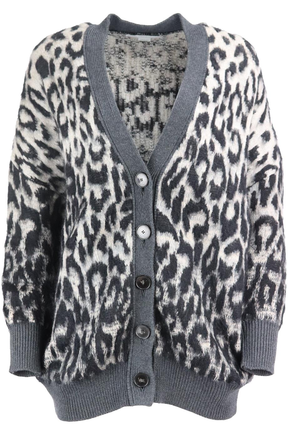 STELLA MCCARTNEY BRUSHED LEOPARD JACQUARD CARDIGAN IT 36 UK 4