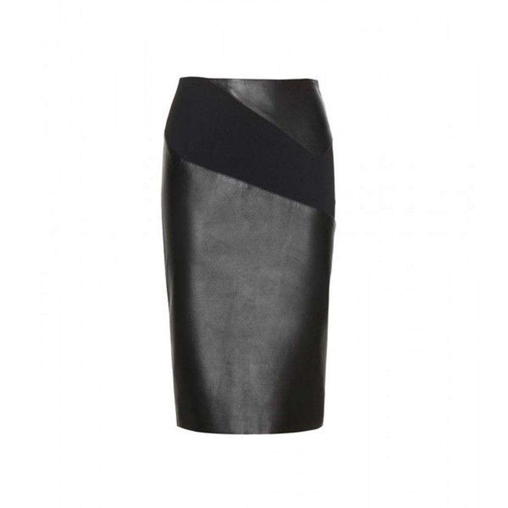 ROLAND MOURET LYNX LEATHER AND JERSEY PENCIL SKIRT UK 8