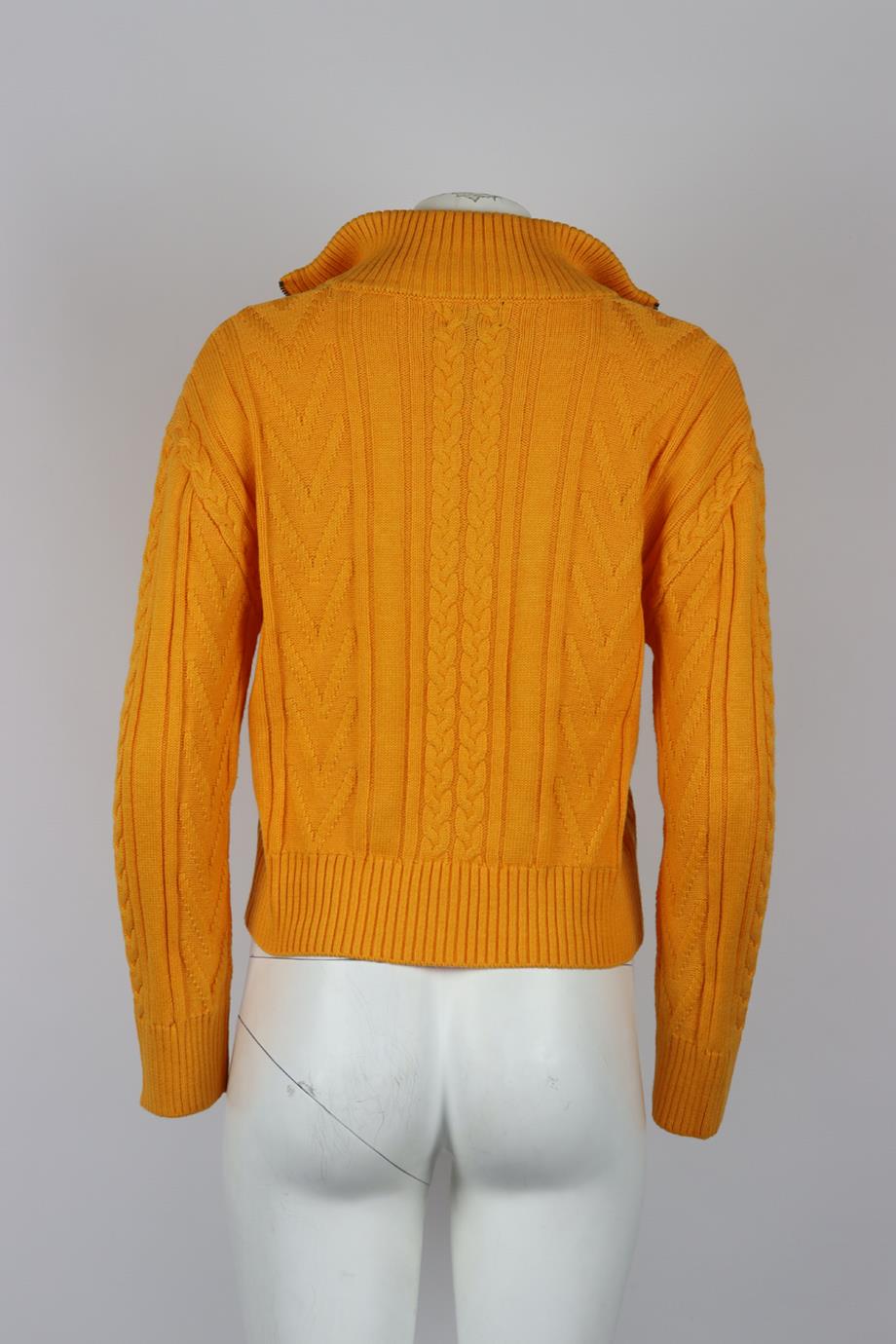 MONROW CABLE KNIT COTTON BLEND TURTLENECK SWEATER SMALL