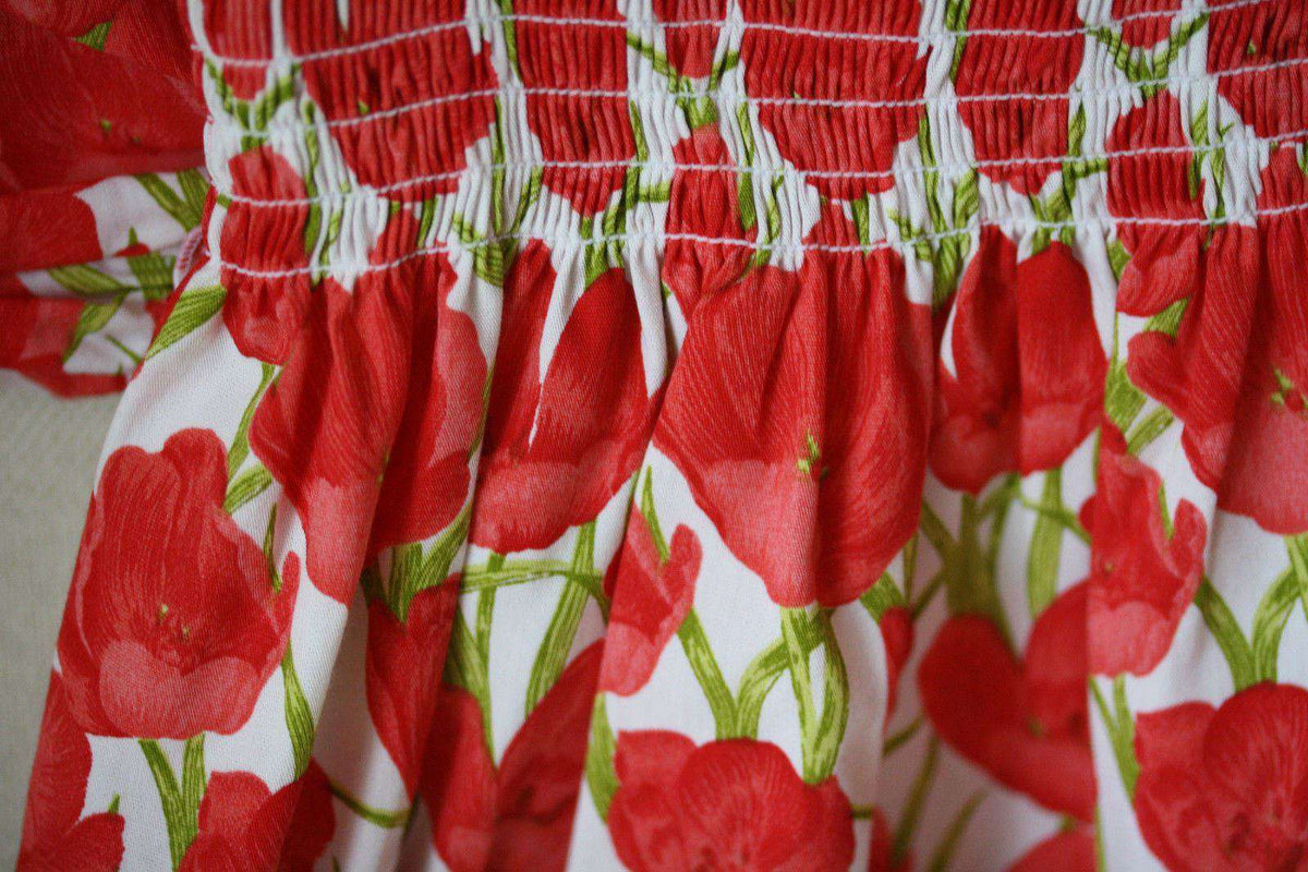 ALETTA BABY RED FLORAL DRESS AND BLOOMERS 18 MONTHS
