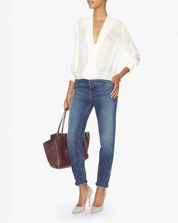 MASON BY MICHELLE MASON WRAP BLOUSE TOP US 2 UK 6