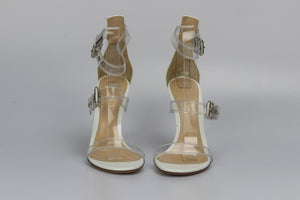 GIANVITO ROSSI BUCKLE DETAIL PVC AND LEATHER SANDALS EU 38.5 UK 5.5 US 8.5