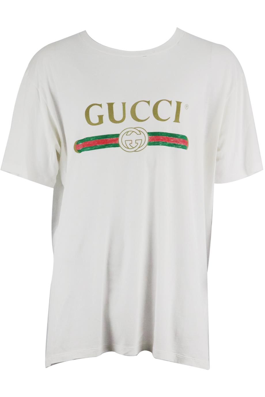 GUCCI MEN'S DISTRESSED PRINTED COTTON JERSEY T-SHIRT XLARGE