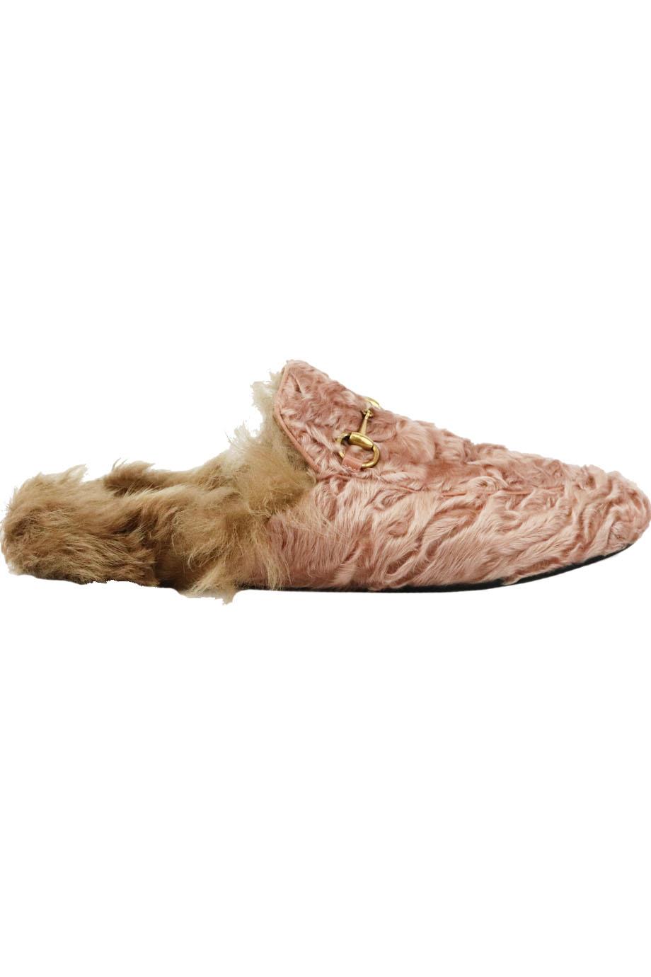 GUCCI PRINCETOWN SHEARLING LINED PERSIAN LAMB SLIPPERS EU 39 UK 6 US 9