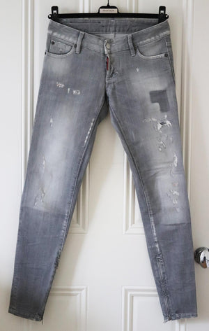 DSQUARED2 DISTRESSED LOW RISE SKINNY JEANS IT 36 UK 4