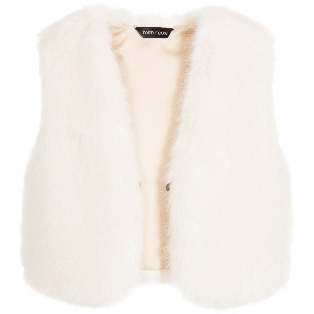 HELEN MOORE GIRLS ERMINE WHITE FAUX FUR WAISTCOAT GILET 4-6 YEARS
