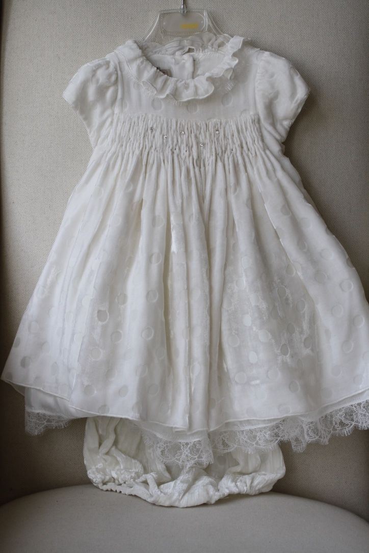 LA STUPENDERIA BABY IVORY VELVET SPOTTED DRESS 24 MONTHS