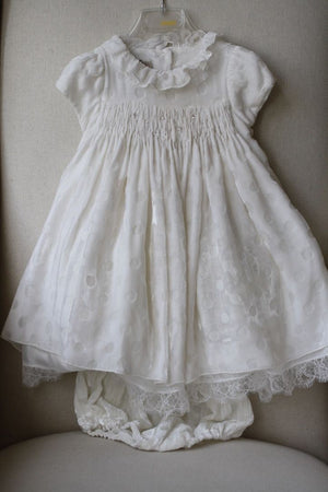 LA STUPENDERIA BABY IVORY VELVET SPOTTED DRESS 24 MONTHS