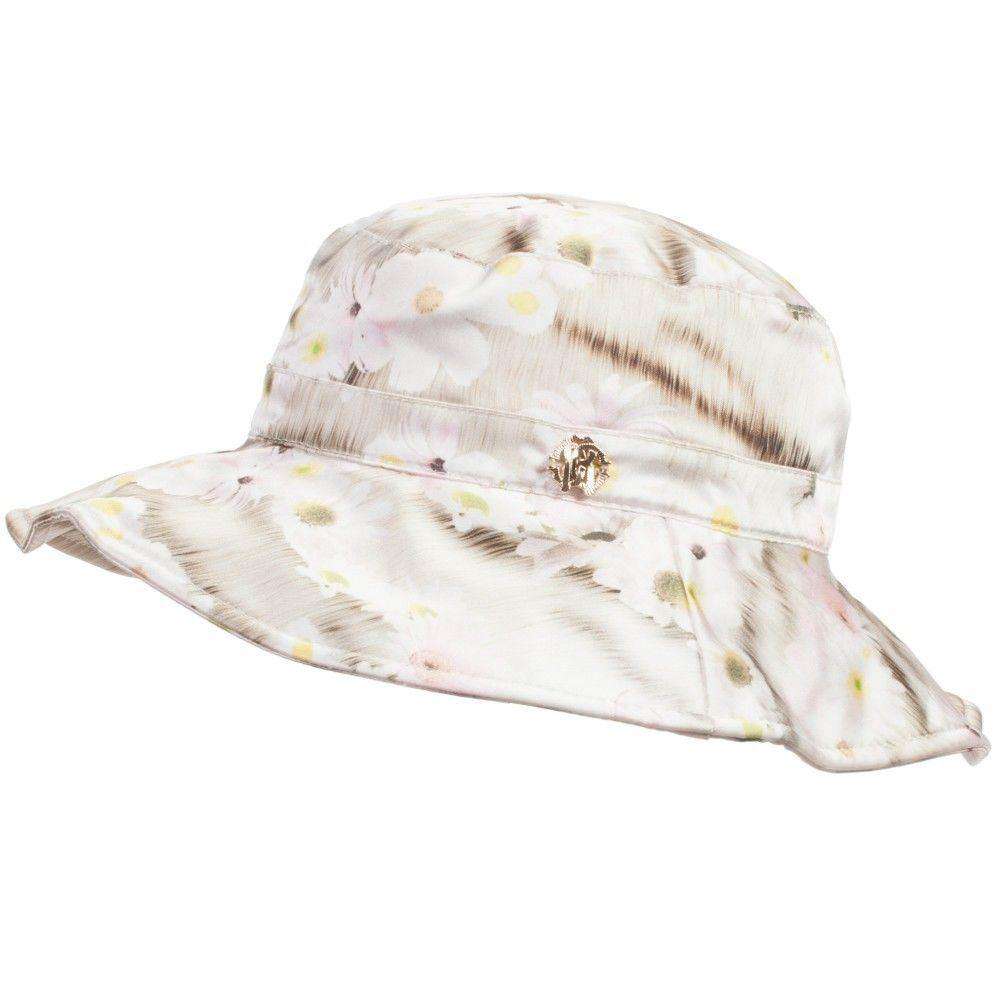 ROBERTO CAVALLI BABY KIDS PINK FLORAL TIGER PRINT SUN HAT 2-4 YEARS