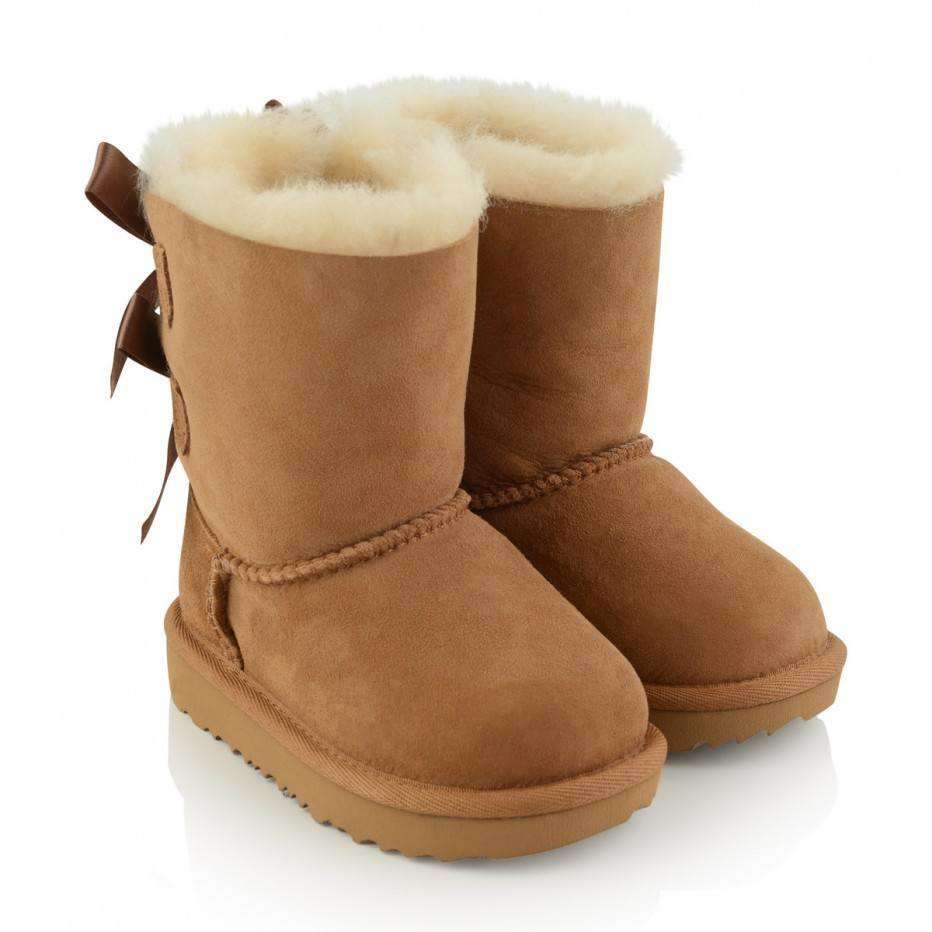 UGG KIDS GIRLS BAILEY SHEEPSKIN BOW BOOTS EU 22.5 UK 5