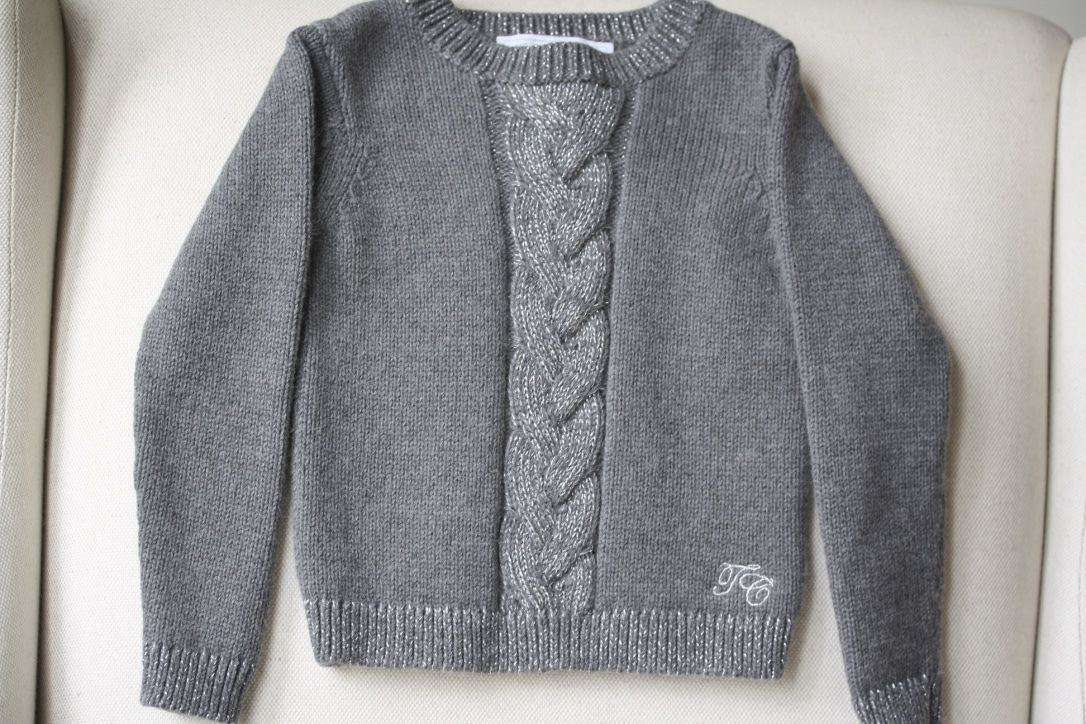 TARTINE ET CHOCOLAT BABY GREY CABLE SWEATER 3 YEARS