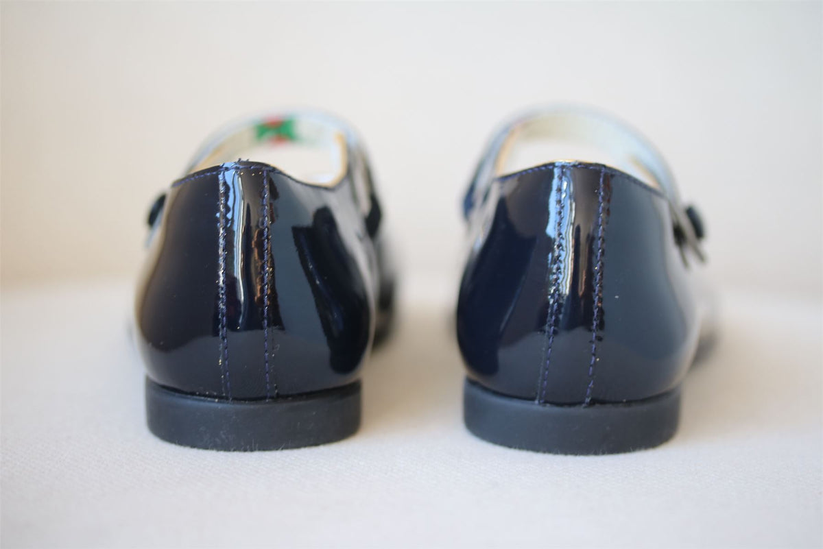 GUCCI GIRLS NAVY BLUE CRYSTAL BOW LEATHER SHOES EU 25 UK 8