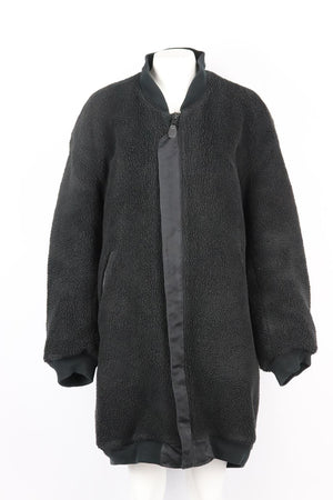 FAITH CONNEXION OVERSIZED REVERSIBLE FAUX SHEARLING AND SATIN COAT XSMALL