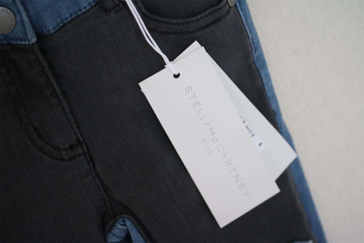 STELLA MCCARTNEY KIDS GIRLS BLUE & BLACK PATCH JEANS 4 YEARS