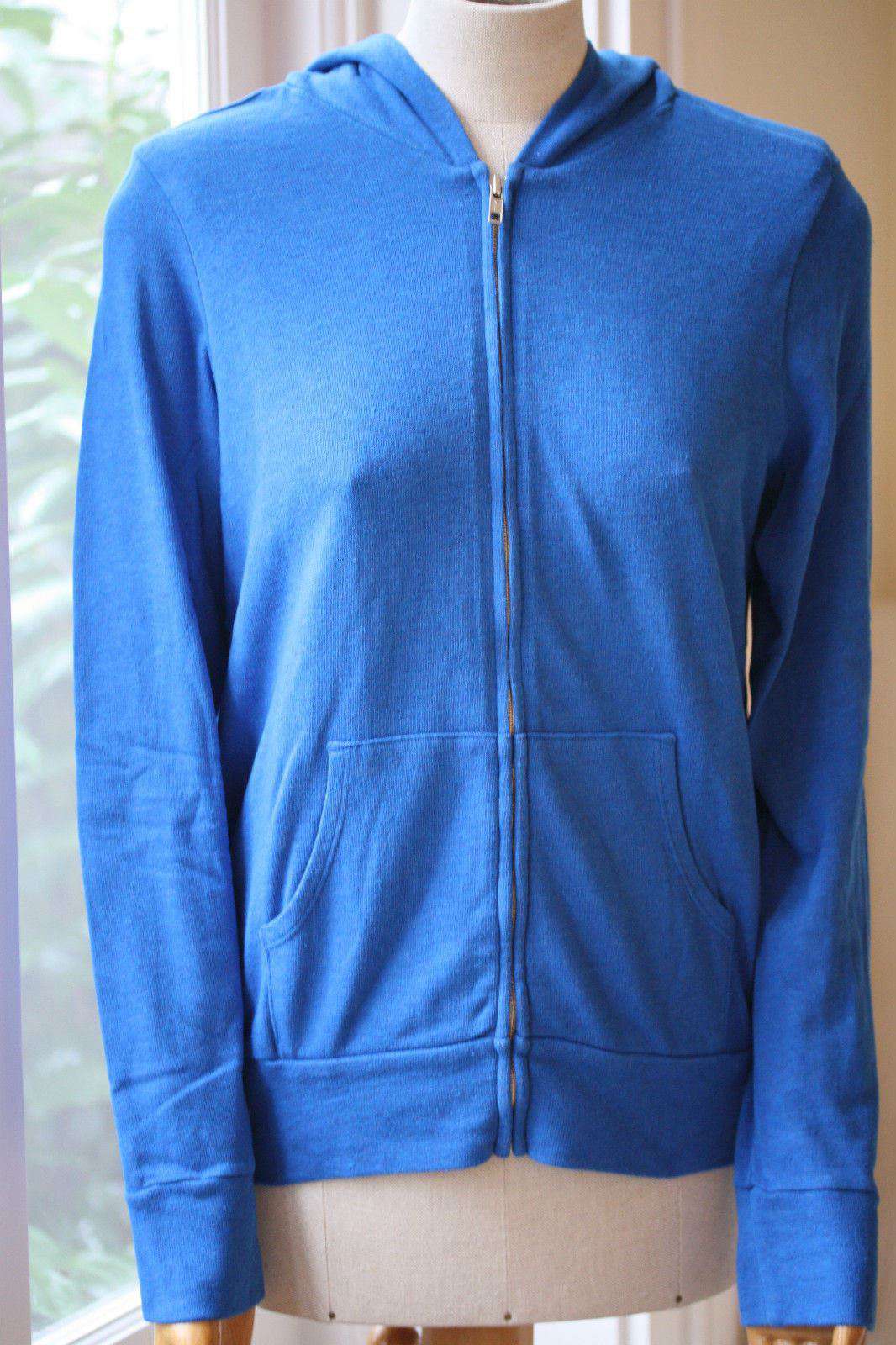 MONROW BLUE VINTAGE JERSEY CLASSIC HOODIE SWEATER MEDIUM