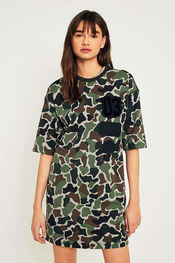 ADIDAS ORIGINALS CAMO COTTON T-SHIRT DRESS UK 6