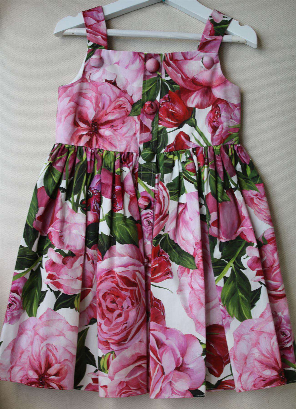 DOLCE & GABBANA GIRLS PINK ROSE BIANCO COTTON DRESS 4 YEARS