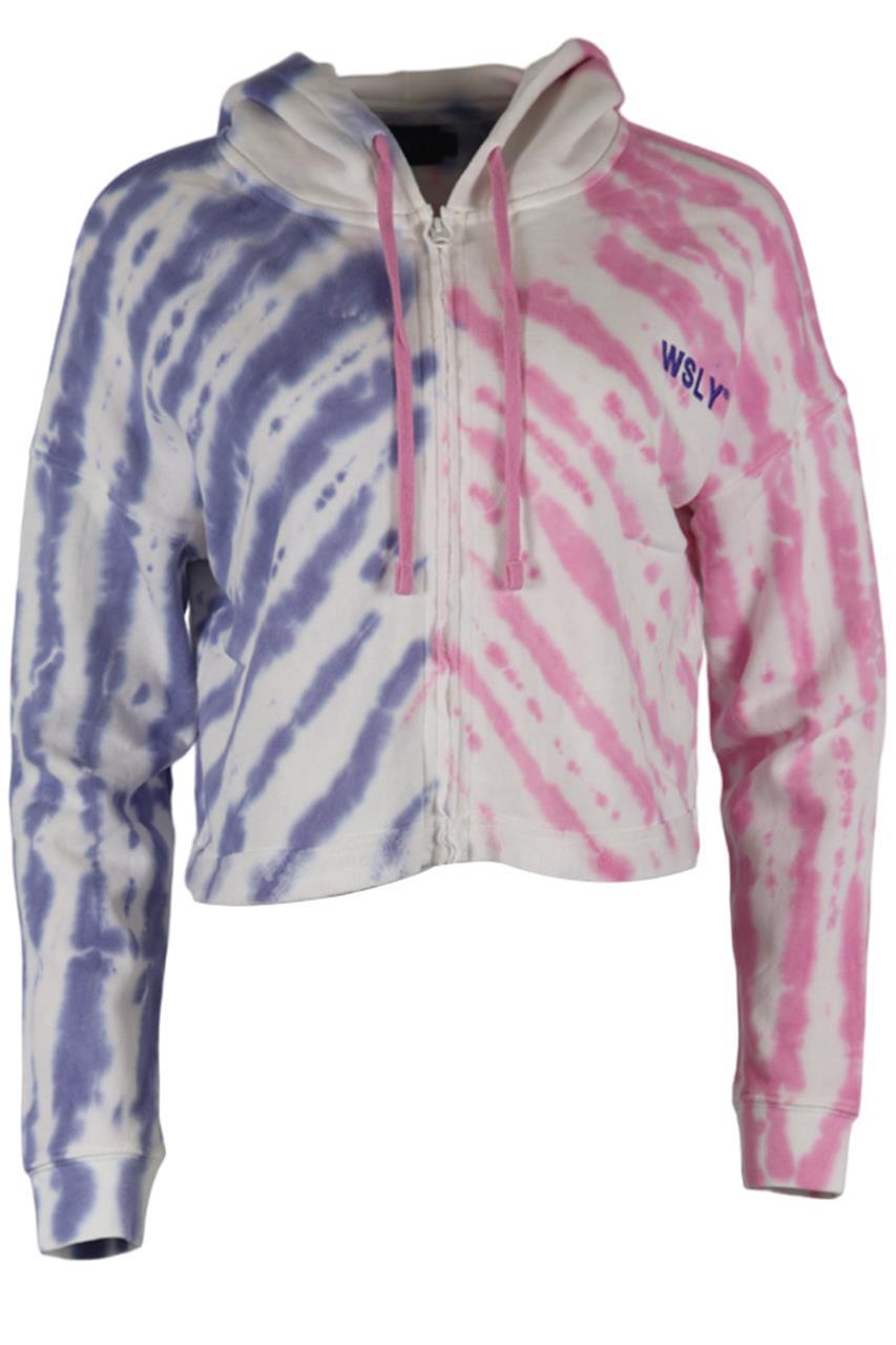 WSLY CROPPED TIE DYED COTTON JERSEY HOODIE SMALL