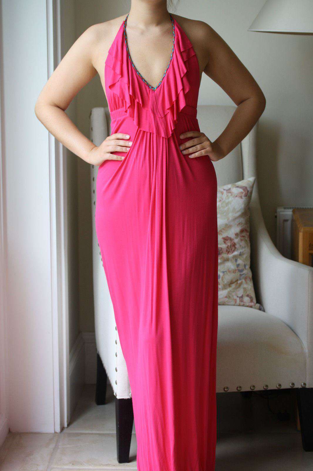 T BAGS FUSCHIA MAXI DRESS SMALL