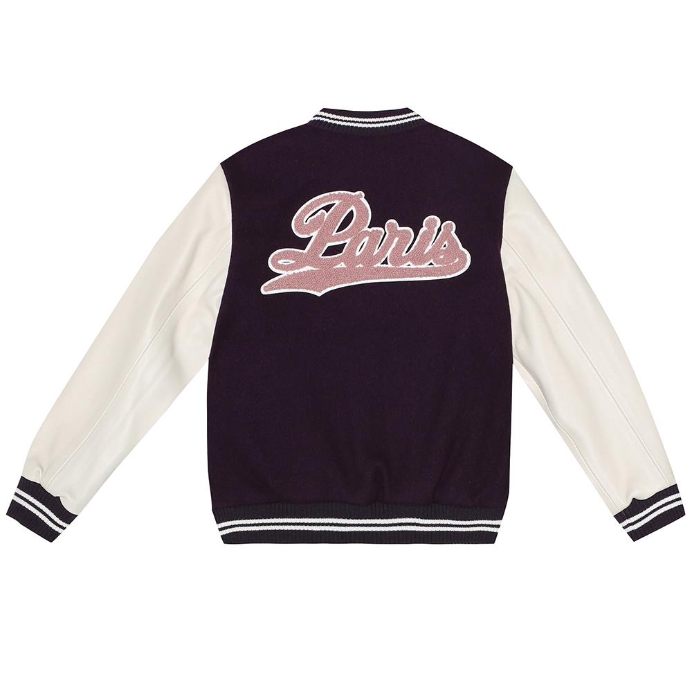 BONPOINT KIDS GIRLS WOOL AND LEATHER BOMBER JACKET 6 YEARS