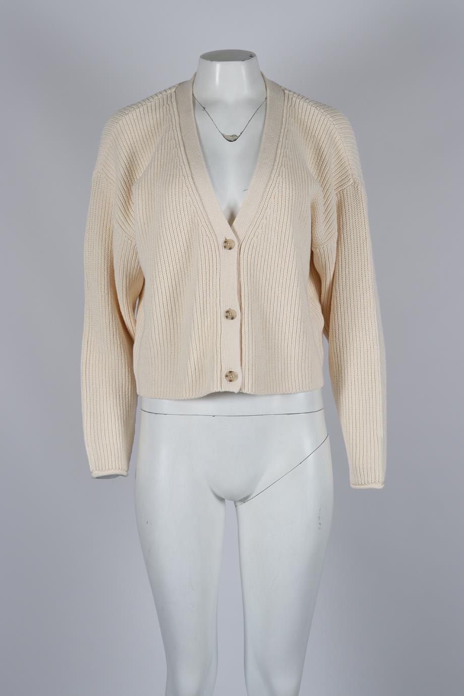 REFORMATION RIBBED COTTON CARDIGAN MEDIUM