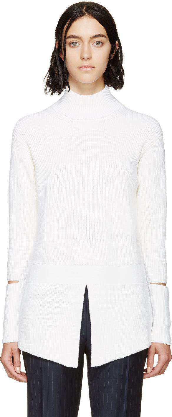 STELLA MCCARTNEY IVORY VENTED TURTLENECK SWEATER IT 38 UK 6