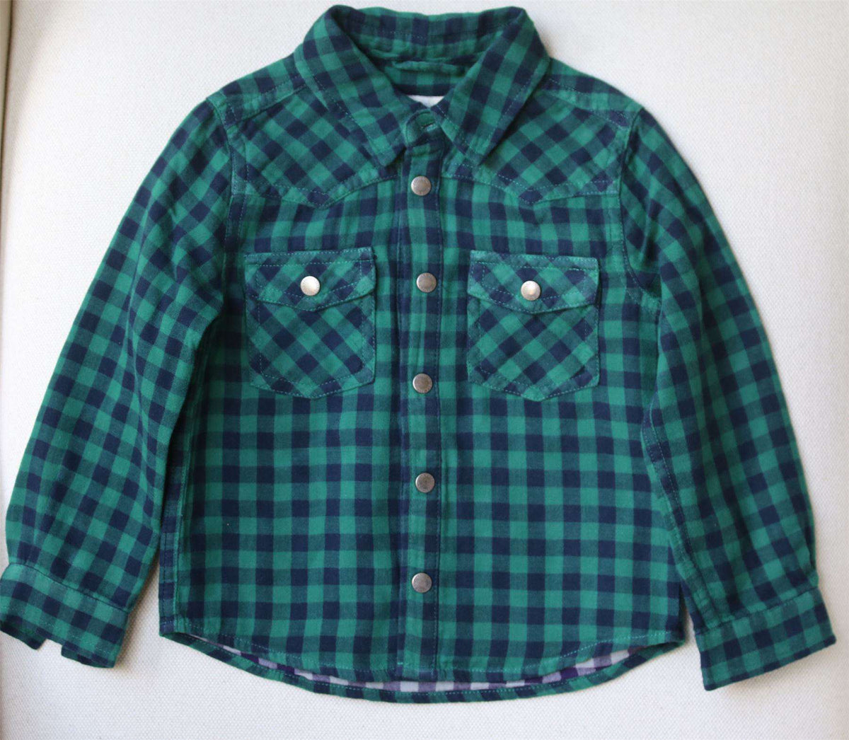 STELLA MCCARTNEY KIDS BABY BOYS BLUE AND GREEN CHECKED SHIRT 24 MONTHS