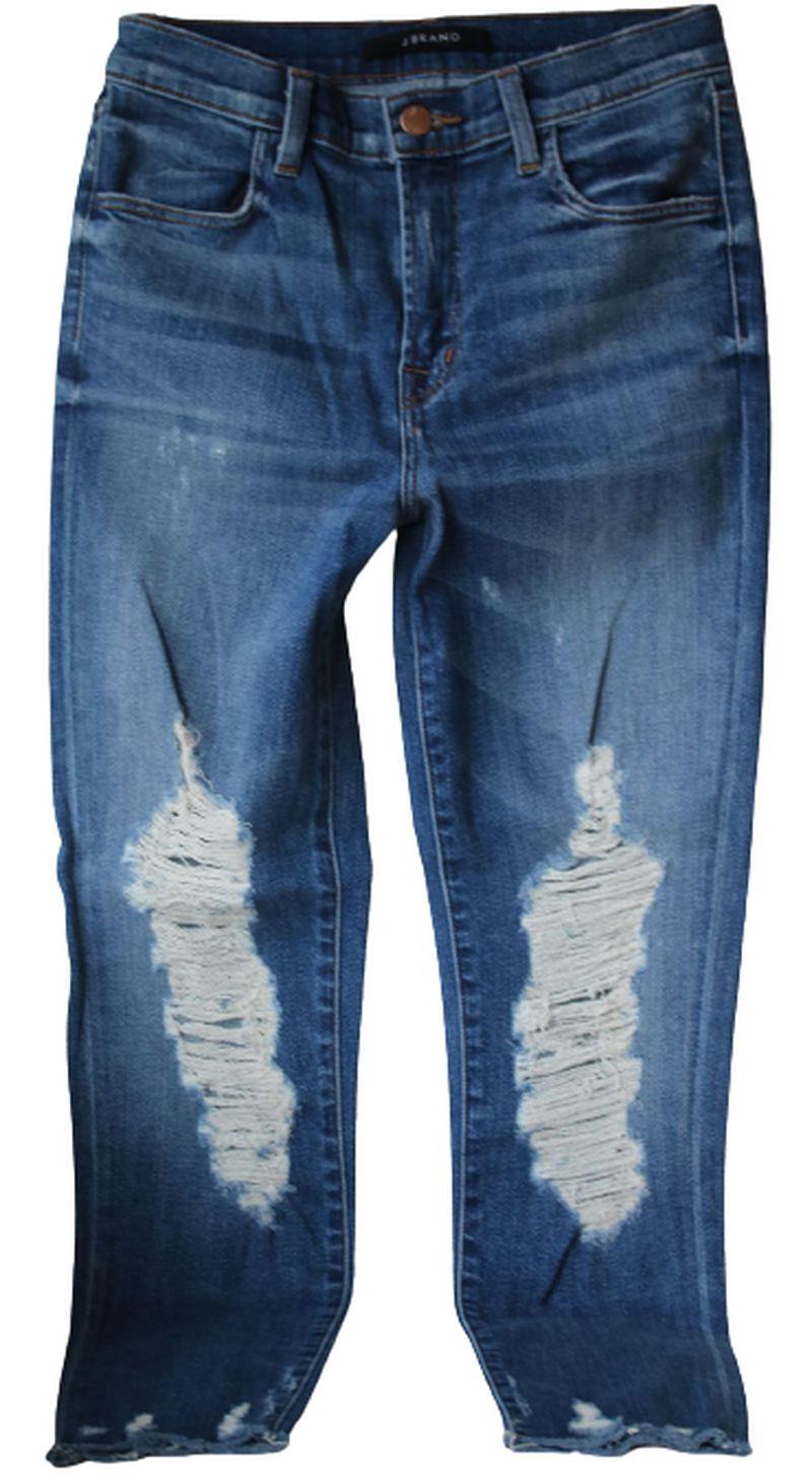 J BRAND ALANA HIGH RISE CROP FRAY HEM JEANS IN TORRENT W27 UK 8/10