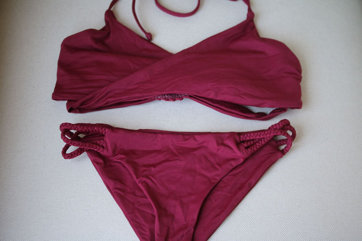 FRANKIES BIKINIS MAROON MALIA BIKINI SMALL/MEDIUM