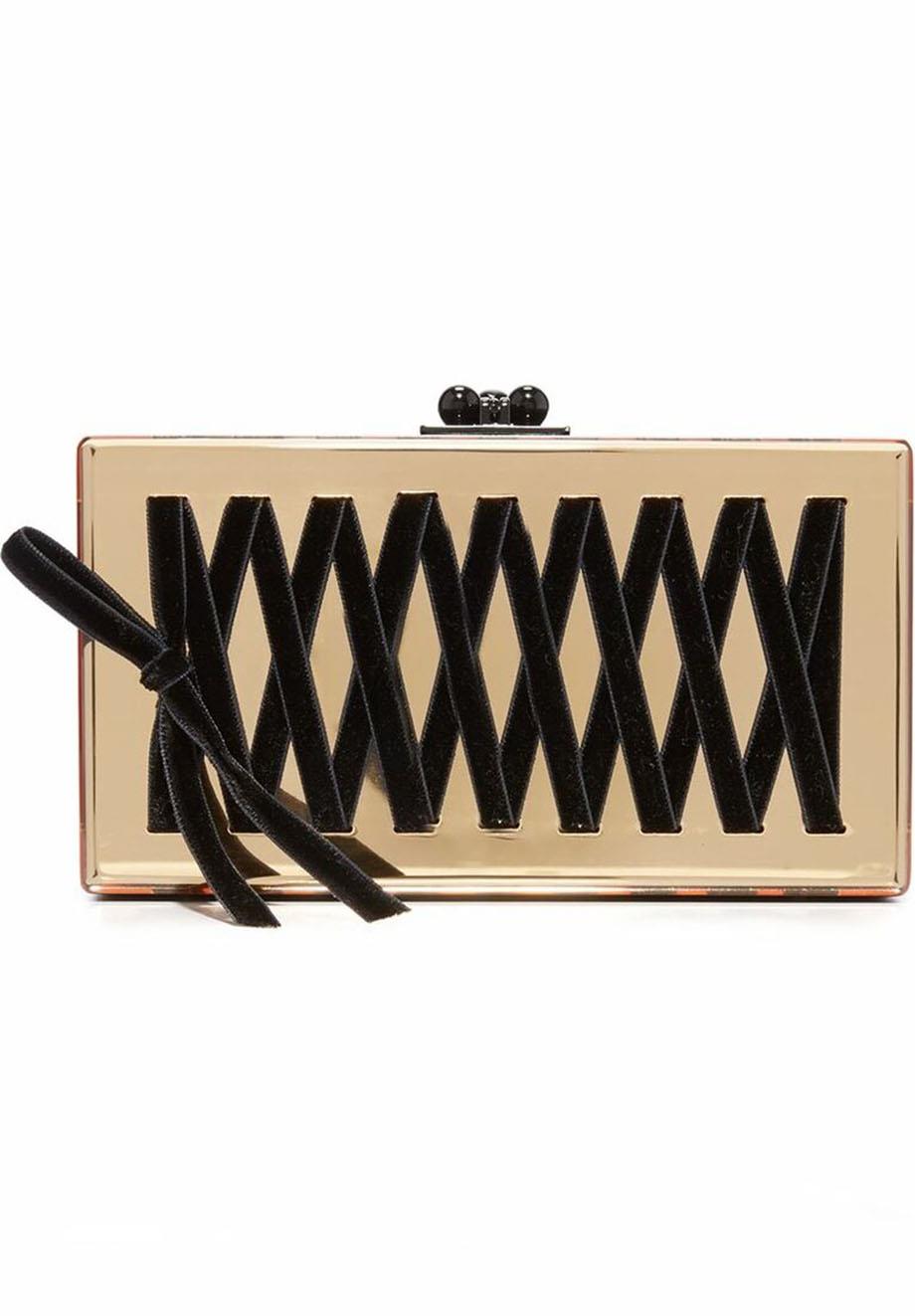 EDIE PARKER JEAN MIRRORED CORSET ACRYLIC BOX CLUTCH