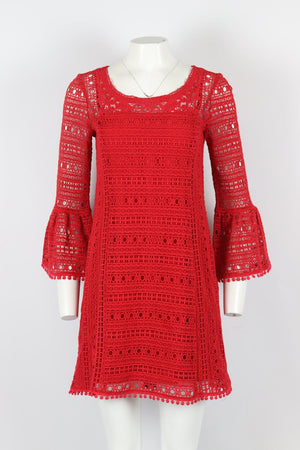 NANETTE LEPORE BRODERIE ANGLAISE COTTON DRESS US 4 UK 8
