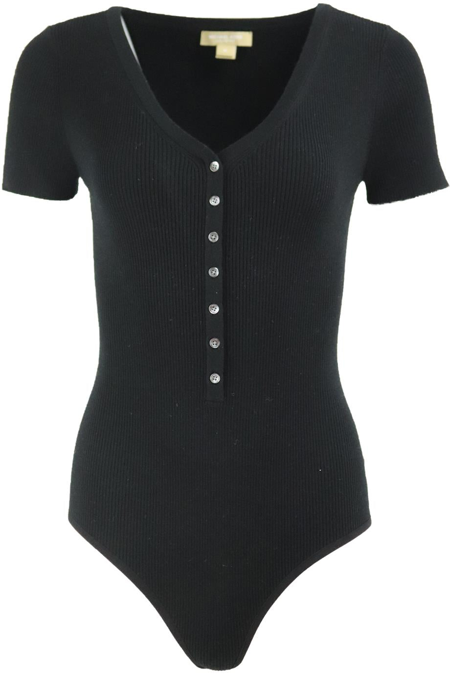 MICHAEL KORS RIBBED STRETCH WOOL BLEND BODYSUIT MEDIUM