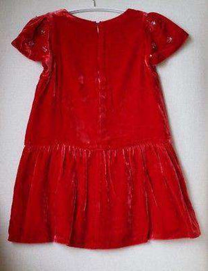 WILD AND GORGEOUS GIRLS RED VELVET AND BEADED DETAIL DRESS 3 YEARS