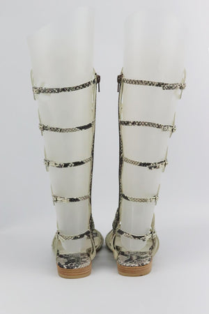 STUART WEITZMAN CUTOUT SNAKE EFFECT LEATHER SANDALS EU 37 UK 4 US 7