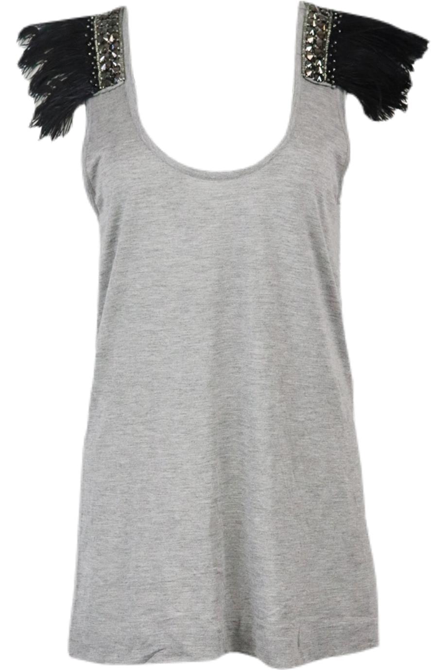 EMILIO PUCCI EMBELLISHED COTTON JERSEY TOP IT 38 UK 6