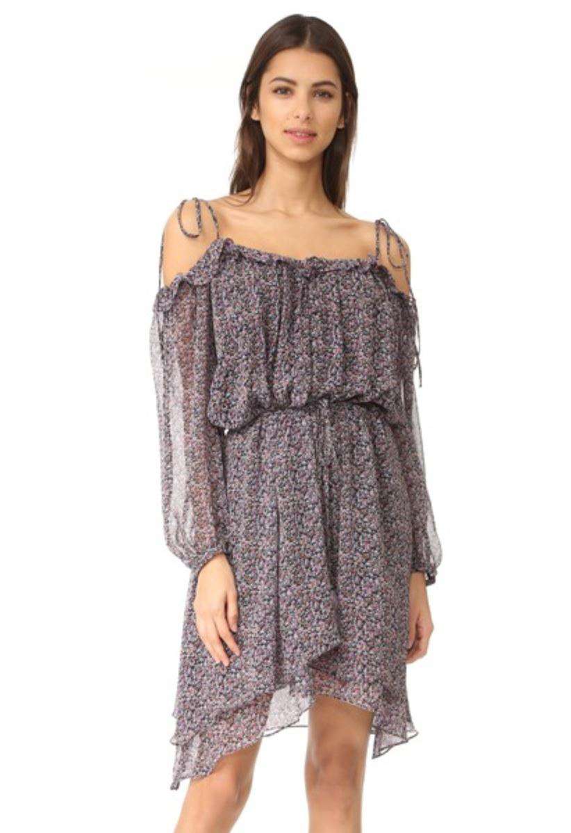 LOVE SHACK FANCY CHARLOTTE OFF-THE-SHOULDER FLORAL PRINT MIDI DRESS MEDIUM