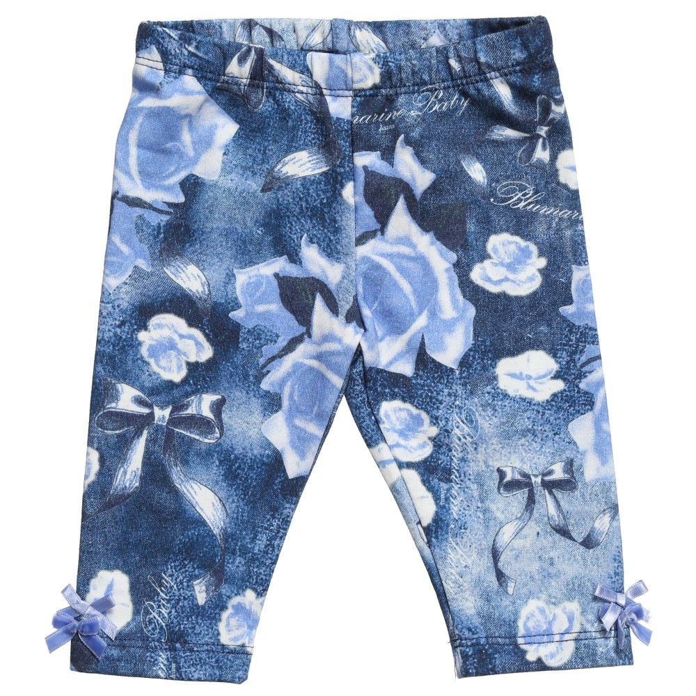 BLUMARINE BABY BLUE FLORAL PRINT LEGGINGS 18 MONTHS