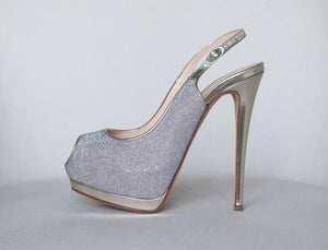GIUSEPPE ZANOTTI GLITTERED MIRRORED LEATHER PLATFORM SANDALS EU 38 UK 5 US 8