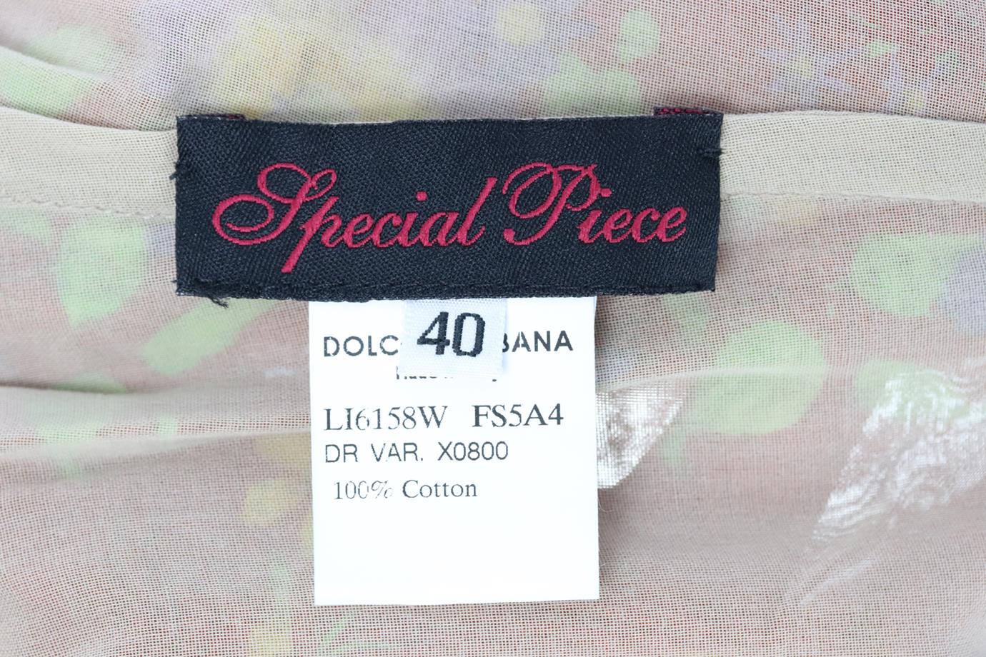 DOLCE AND GABBANA SPECIAL ORDER FLORAL PRINT COTTON DRESS IT 40 UK 8