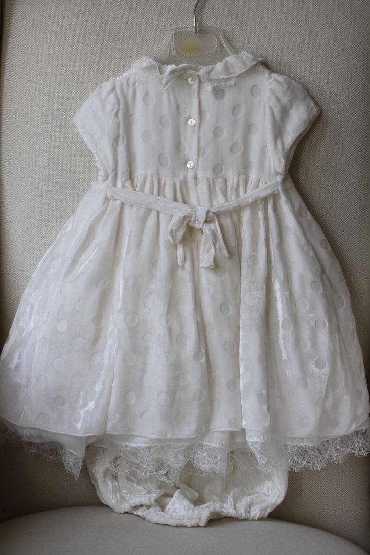 LA STUPENDERIA BABY IVORY VELVET SPOTTED DRESS 24 MONTHS
