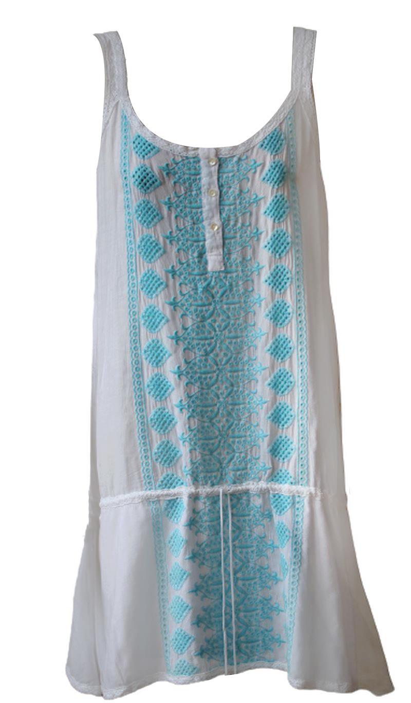 MELISSA ODABASH EMBROIDERED VOILE DRESS SMALL