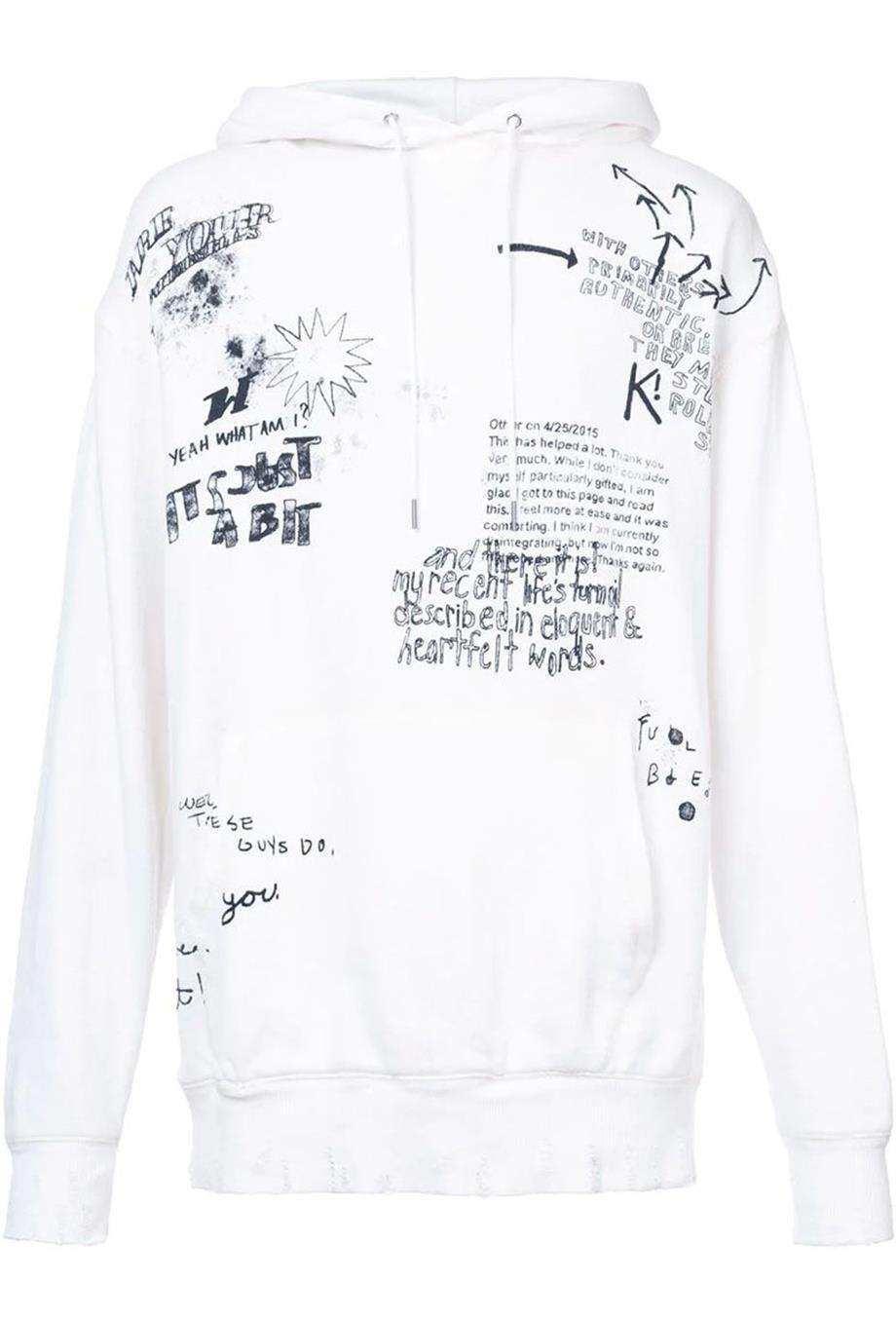 R13 DOODLE OVERSIZED PRINTED COTTON JERSEY HOODIE SMALL