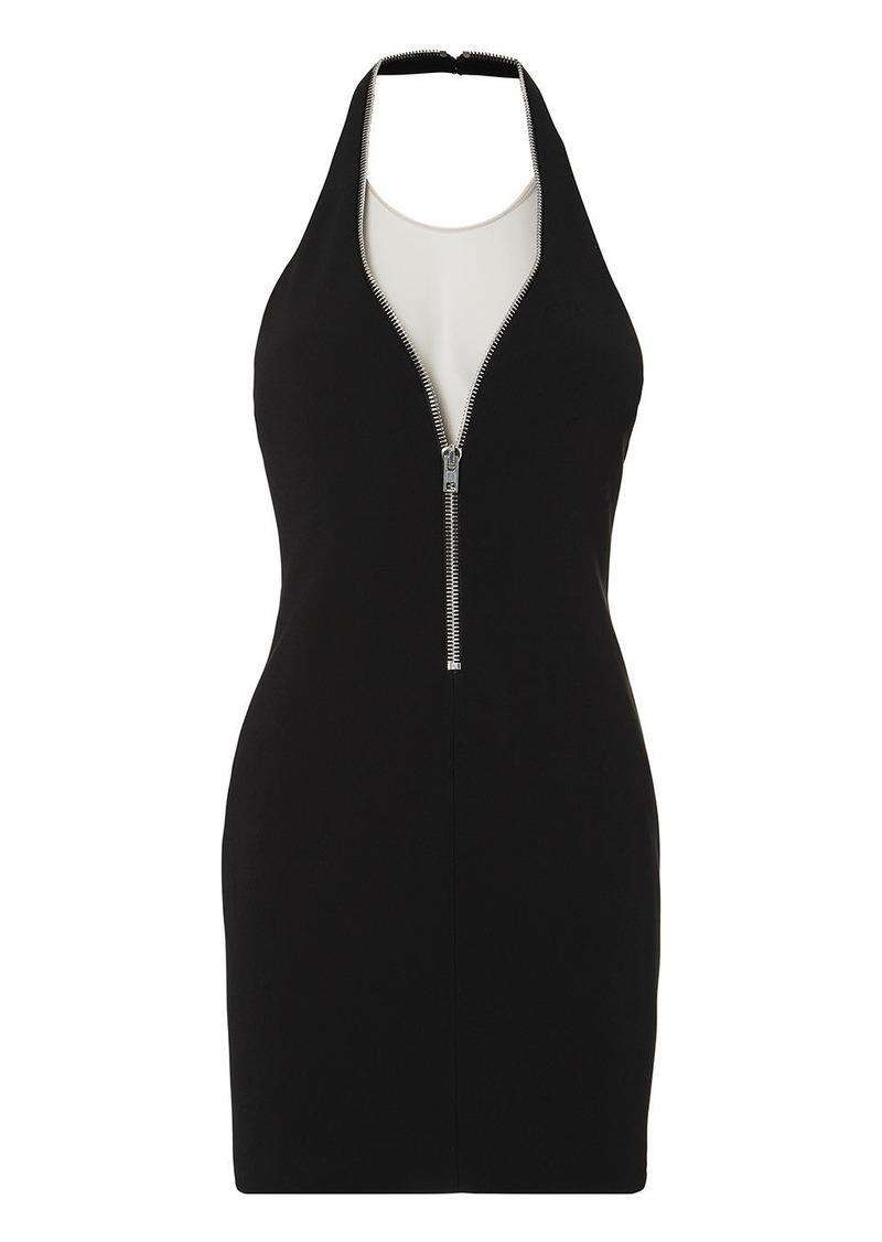 ALEXANDER WANG ZIP EMBELLISHED HALTERNECK MINI DRESS US 2 UK 6