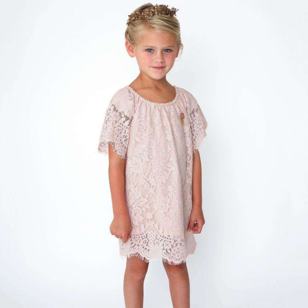 ANGEL'S FACE GIRLS PINK LACE DRESS 4-5 YEARS
